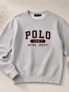 Polo by Ralph Lauren Gray Crewneck Sweatshirt with Maroon Logo
